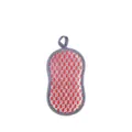Esponja de cocina roja y blanca de doble cara con lazo para colgar y borde gris - Rojo