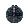 Spherical black rhinestone evening clutch bag with gunmetal metal frame and crystal clasp - Crystal Ball / Black