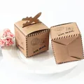 Vintage kraft paper air mail gift box with airplane handle and postmark for wedding candy - Small Size / Kraft Paper Brown
