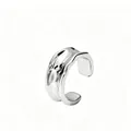 Minimalist S925 silver ear cuff featuring a textured liquid metal design and mirror finish - Platinum-Single