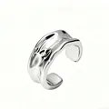 High-quality minimalist S925 silver ear cuff with hammered uneven texture for unisex wear - White Gold - Pair
