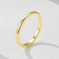 Minimalist S925 sterling silver gold plated round ring with polished finish on gray background - US 4 / Gold