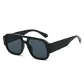 Lunettes de soleil modernes à double pont avec monture noire et verres gris pour extérieur - Monture Noire Verres Noir Gris