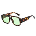 Lunettes de soleil écaille à double pont avec verres vert clair pour un style extérieur - Monture Écaille Verres Verts