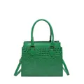 Chic lime green crocodile pattern tote bag with smooth handles and detachable strap - Green