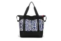Bolso tote de gran capacidad con diseño patchwork tricolor negro azul y blanco - Letras Azules