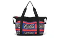 Bolso de viaje grande de nailon negro con diseño de patchwork de rayas rojas y azules - Azul a Cuadros