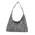 Grand sac hobo avec imprimé léopard noir et blanc classique et bandoulière minimaliste - Blanc