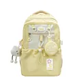 Minimalistische lichtgele schoolrugzak met cloud hanger en mini accessoiretasje - Geel