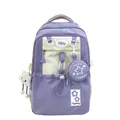 Minimalistische schoolrugzak in lila en crème met wolkenhanger en kleine tas - Paars