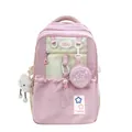 Pink and beige large capacity school backpack with mini bag and cloud charm - Pink