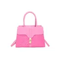 Sac à main rose en similicuir avec motif crocodile, fermoir doré et bandoulière - Rose