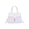 Sac à main blanc motif crocodile avec fermoir doré rotatif et bandoulière amovible - Blanc