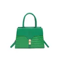 Sac à main vert élégant avec texture crocodile et fermoir doré pour femmes actives - Vert