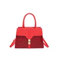 Sac à main élégant rouge motif crocodile avec fermoir doré et bandoulière réglable - Rouge
