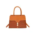 Sac à main trapèze orange-marron avec gaufrage crocodile et serrure dorée pour femme - Marron