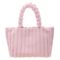 Sac fourre-tout en fausse fourrure rose avec texture rayée et poignée moelleuse - Rose