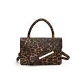 Sac bandoulière léopard avec détails dorés et rabat asymétrique élégant - Marron