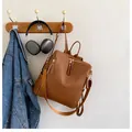 Stilvoller brauner PU-Lederrucksack mit Vintage-Textur und goldenen Hardware-Details - Braun Ohne Anhänger