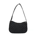 Vintage schwarze Halbmond-Tasche mit M-Muster Jacquard und goldenem Reißverschluss - Schwarz