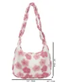 Plüsch-Einkaufstasche mit Blumenmuster in Weiß und Rosa mit Maßen von 32x23x11 cm - Rosa
