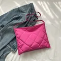 Fuchsia quilted crossbody bag in vibrant rhombic pattern with lightweight padding - Rose Pink