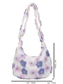 Weiße Plüsch-Hobo-Tasche mit rosa Blumenmuster und verstellbarem Schultergurt-Design - Lila