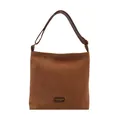 Minimalist brown suede tote bag featuring adjustable strap and silver rivet accents - Brown