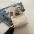 Chic cream corduroy mini crossbody bag with pleated handle and adjustable strap - Off White