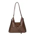 Bolso bandolera marrón vintage de piel sintética mate con correa ajustable - Marrón