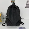 Minimalistischer schwarzer Rucksack mit grauem Oktopus-Anhänger für Schüler - Groß Ohne Anhänger / Schwarz
