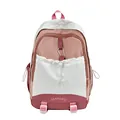 Rosa und weißer Schulrucksack mit Kordelzugtasche und großem Fassungsvermögen - Einzelne Tasche / Rosa
