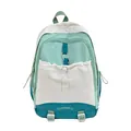 Schulrucksack im japanischen Stil in Minzgrün und Weiß mit verstellbaren Trägern für Mädchen - Einzelne Tasche / Grün