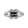 Detail of 2ct princess cut moissanite ring with split shank in S925 sterling silver - Size 5 / Gray
