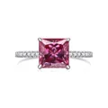 3 karaat roze prinses geslepen moissanite ring in zilver met zijstenen pavé - Maat 5 / Roze