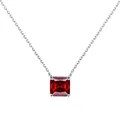 Collier avec pendentif moissanite rouge taille princesse 3CT en argent 925 massif - 3 Carats avec Certificat GRA / Rouge grenat