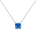Détail du pendentif moissanite taille princesse 3CT avec chaîne en argent et serti à 4 griffes - 3 Carats avec Certificat GRA / Bleu saphir