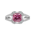 Δαχτυλίδι με ροζ μωασσανίτη 2 καρατίων princess cut σε ασήμι S925 με διπλό στέλεχος - Ροζ