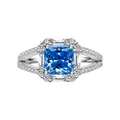 Δαχτυλίδι με μπλε μοισανίτη 2ct princess cut σε ασήμι S925 με διπλή ανοιχτή γάμπα - Μπλε ζαφείρι