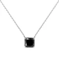 Élégant collier moissanite noire 3CT coupe princesse en argent sterling 925 minimaliste - 3 Carats avec Certificat GRA / Noir