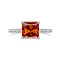 3 karaat prinses geslepen oranje moissanite ring in zilver met zirkonia accenten - Maat 5 / Oranjerood