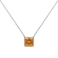 Collar colgante de moissanita naranja de 3 quilates corte princesa en plata de ley S925 - 3 Quilates con Certificado GRA / Champán