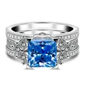 Anello in moissanite blu da 3 carati taglio princess in argento S925 con certificato GRA - Blu Zaffiro