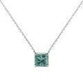Elegante collar de plata S925 con una moissanita azul cerceta de corte princesa 3CT - 3 Quilates con Certificado GRA / Verde azulado