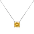 Collier en argent S925 avec pendentif carré en moissanite jaune de 3 carats coupe princesse - 3 Carats avec Certificat GRA / Jaune d'Or