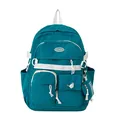 Minimalist cyan blue large capacity nylon backpack with adjustable white straps for students - Single Bag / Teal