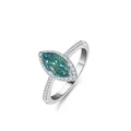 Marquise-cut teal moissanite halo ring in S925 sterling silver, elegant women's jewelry - Size 5 / Teal