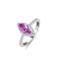 Elegant S925 silver ring featuring a pink marquise cut moissanite with halo setting - Size 5 / Pink
