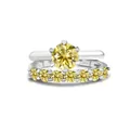 1.7CT yellow moissanite S925 silver bridal set with classic 6-prong solitaire and band - Lemon Yellow