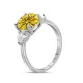 3CT oval yellow moissanite S925 sterling silver ring with pear cut side stones - Size 5 / Golden Yellow